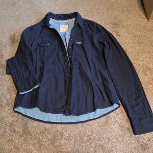 Navy blue hollister button up size medium